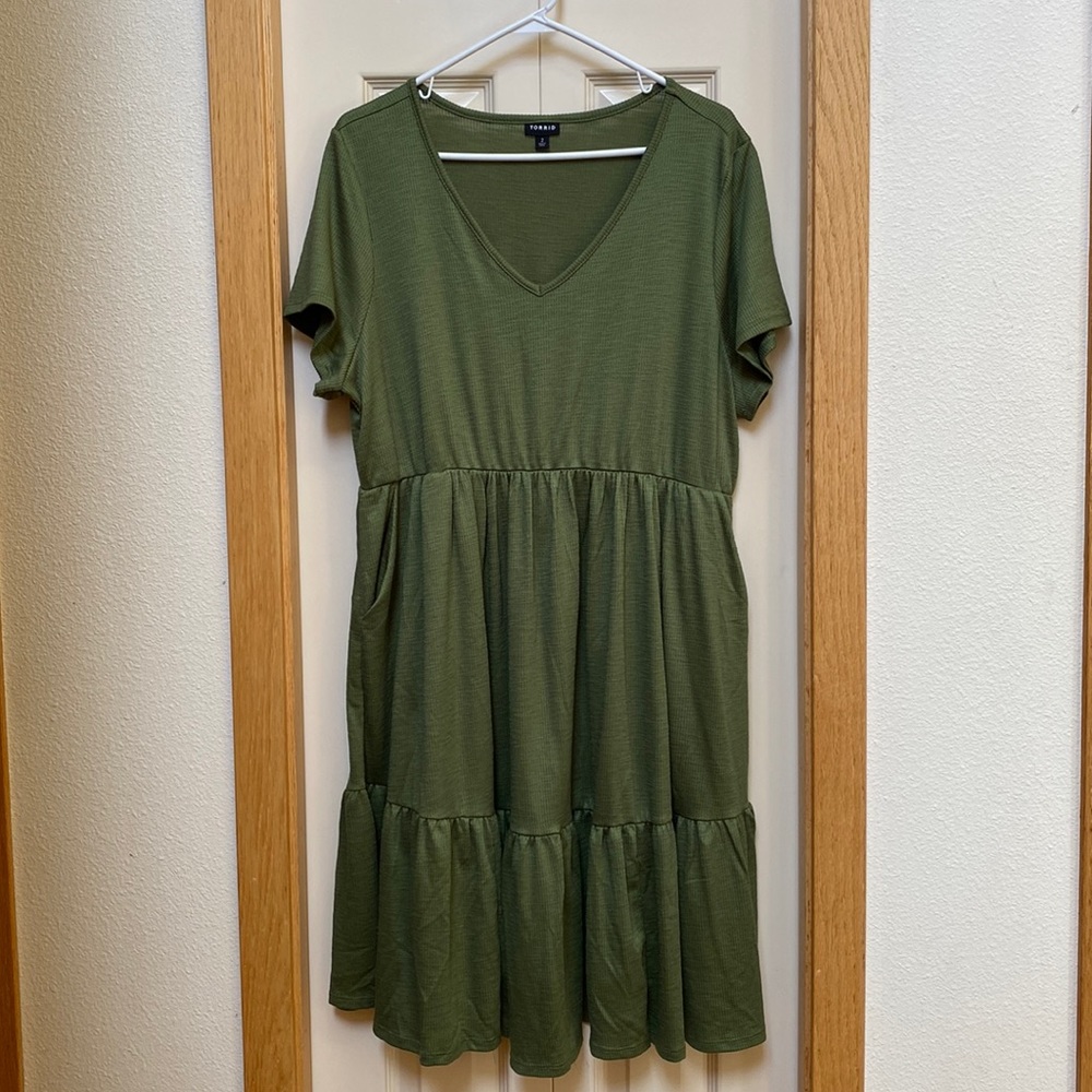 Torrid Green Slub Rib Knit Dress Size 2